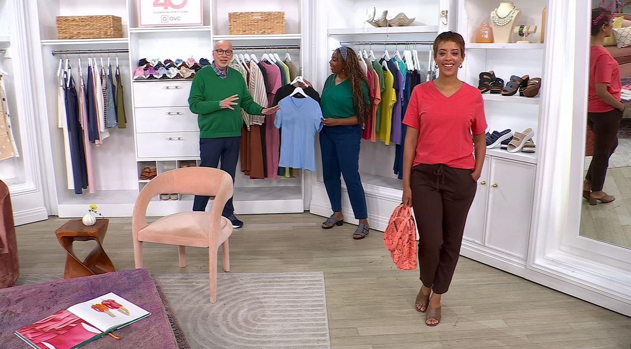 Denim & Co. Essentials True Cotton 2-Pack V-Neck Tops - QVC.com