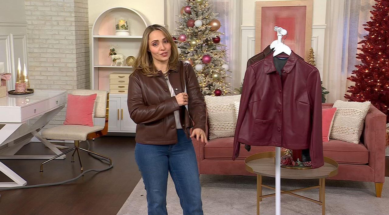 Studio Park x Sandra Bennett Faux Leather Snap Front Jacket - QVC.com
