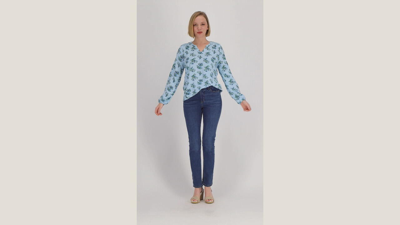 Co. Printed Woven Top with Crochet Trim 
