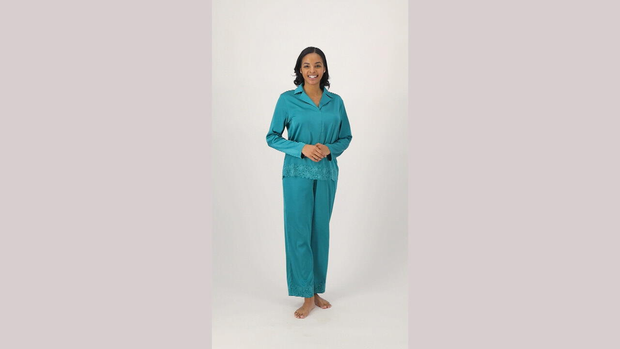 Breezies Long Sleeve Notch Neck Popover with Pant 