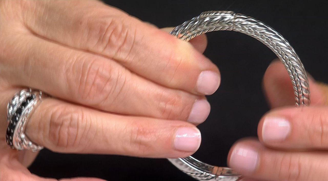 JAI Sterling Silver Textured Bangle, 32.5g - QVC.com