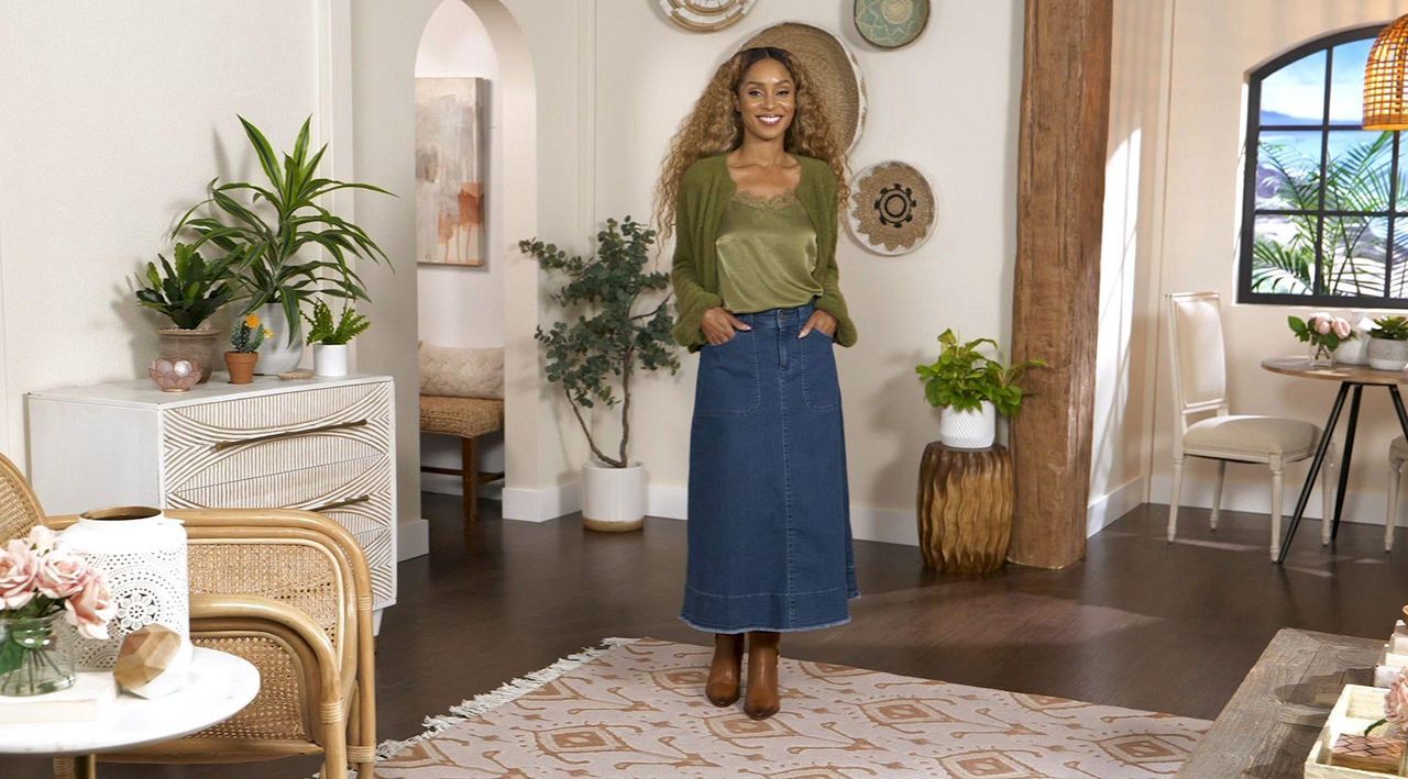 Me by Jennie Garth Dune Regular Indigo Denim Midi Skirt