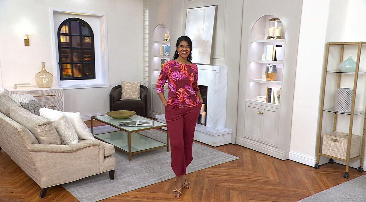 Denim & Co. Beach Printed Knit Gauze Boat Neck Top - QVC.com
