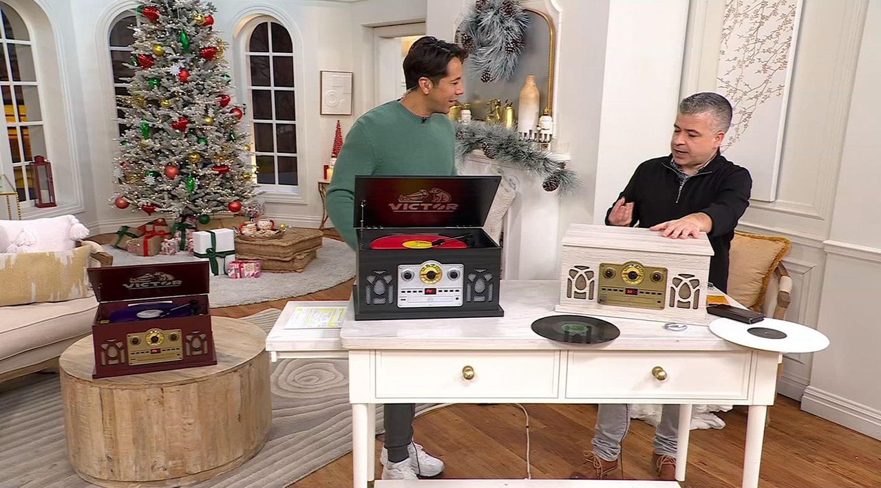 Victor Belmont 8-in-1 Wood Music Center - QVC.com