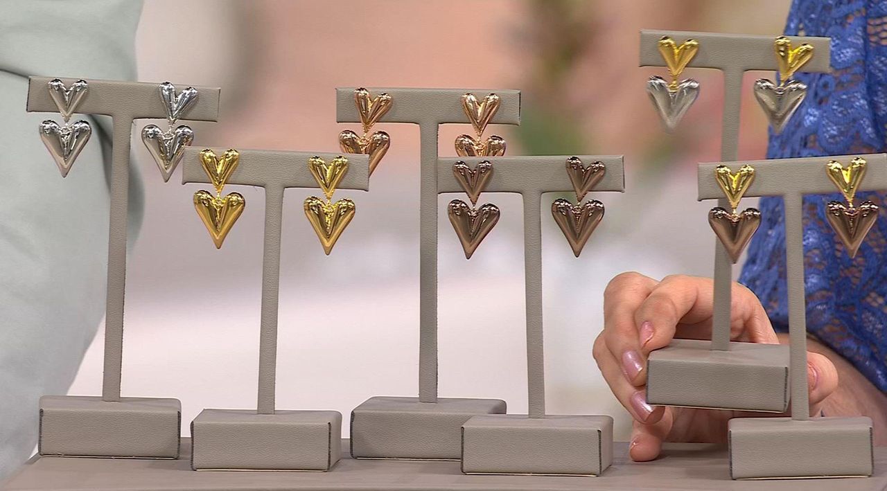David Markstein Bronze Luxe Double Heart Earrings - QVC.com