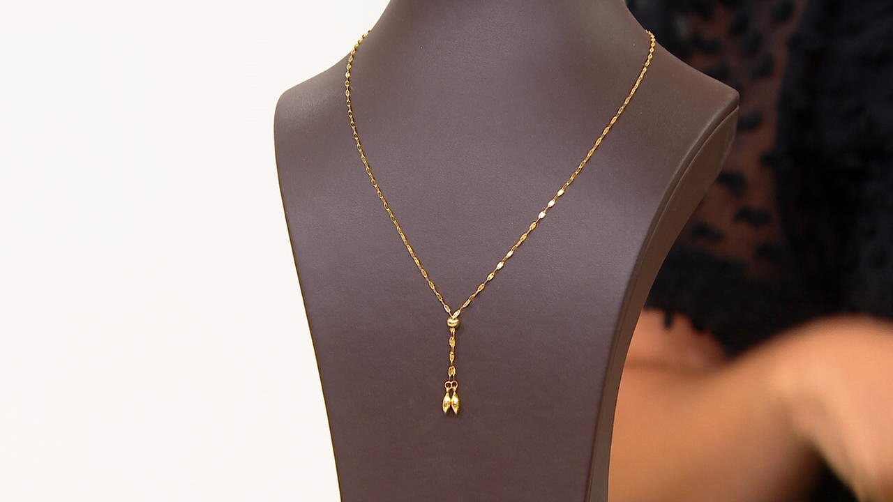 Denary 10K Gold Lariat Necklace, 1.5g 