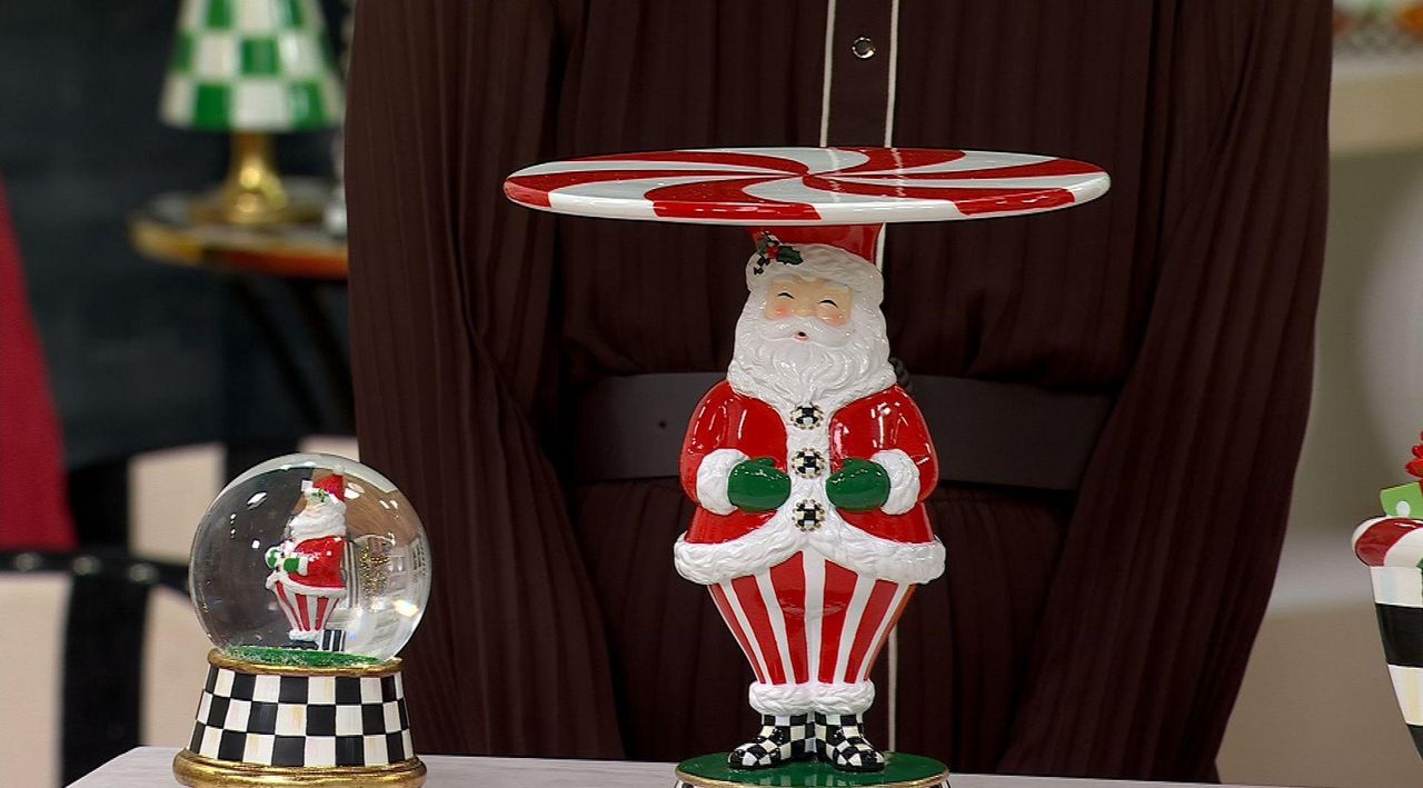 MacKenzie- Childs Holly Jolly Santa Pedestal - QVC.com
