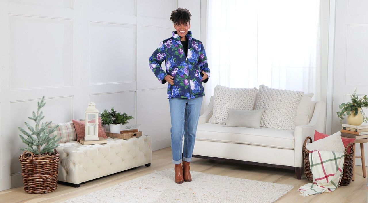 Isaac Mizrahi Live! Printed Reversible Puffer Jacket 