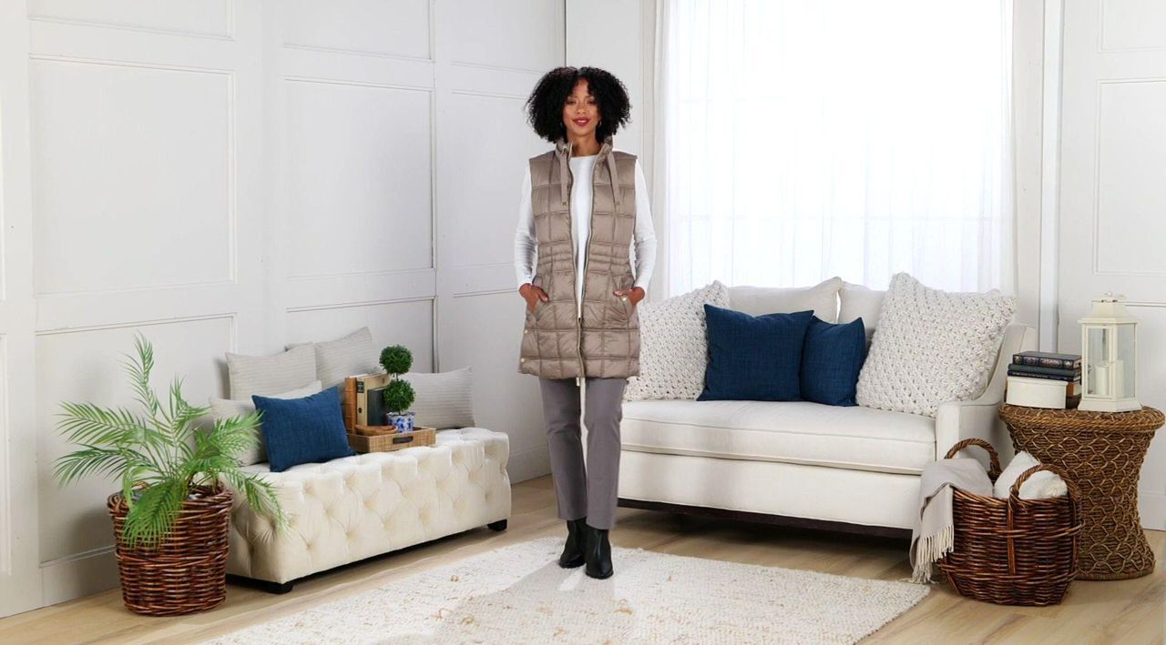 Weatherproof Long Box Quilted Vest - QVC.com