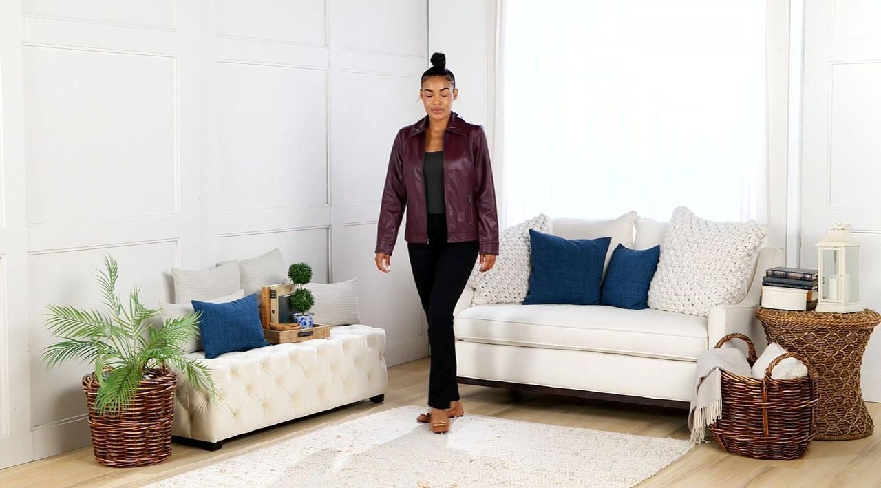 Denim & Co. Faux Leather Zip Front Jacket with Pockets - QVC.com