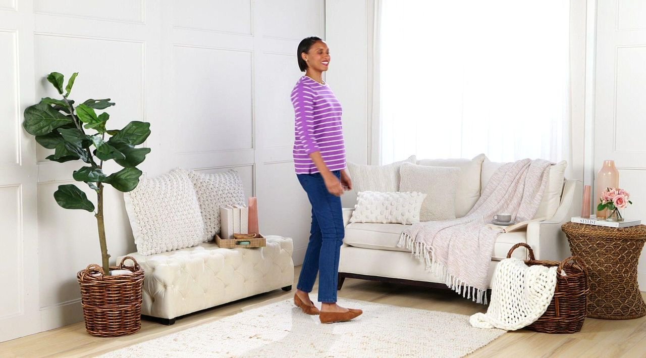 Denim & Co. Active Textured Cotton 3/4 Sleeve Striped Top - QVC.com