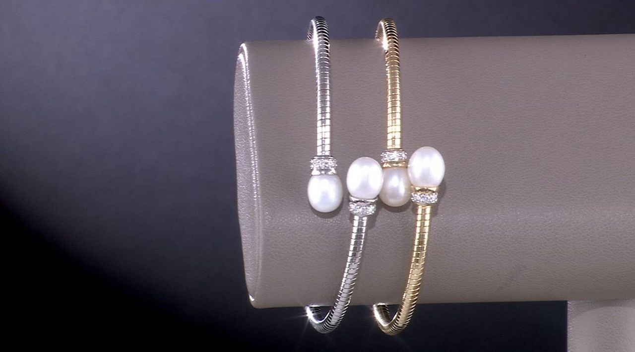Honora Cultured Pearl Tubogas Cuff, Sterling Silver - QVC.com