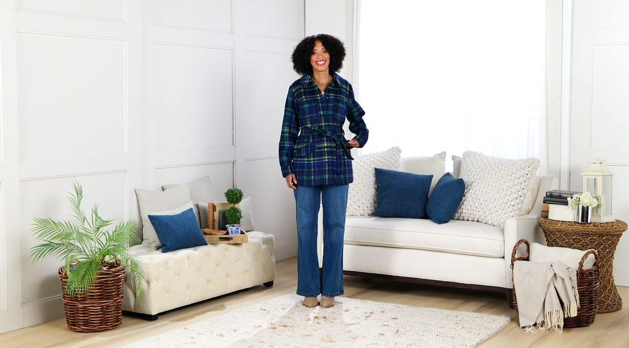 Isaac Mizrahi Live! Regular Estate Faux Wool Plaid Jacket - QVC.com