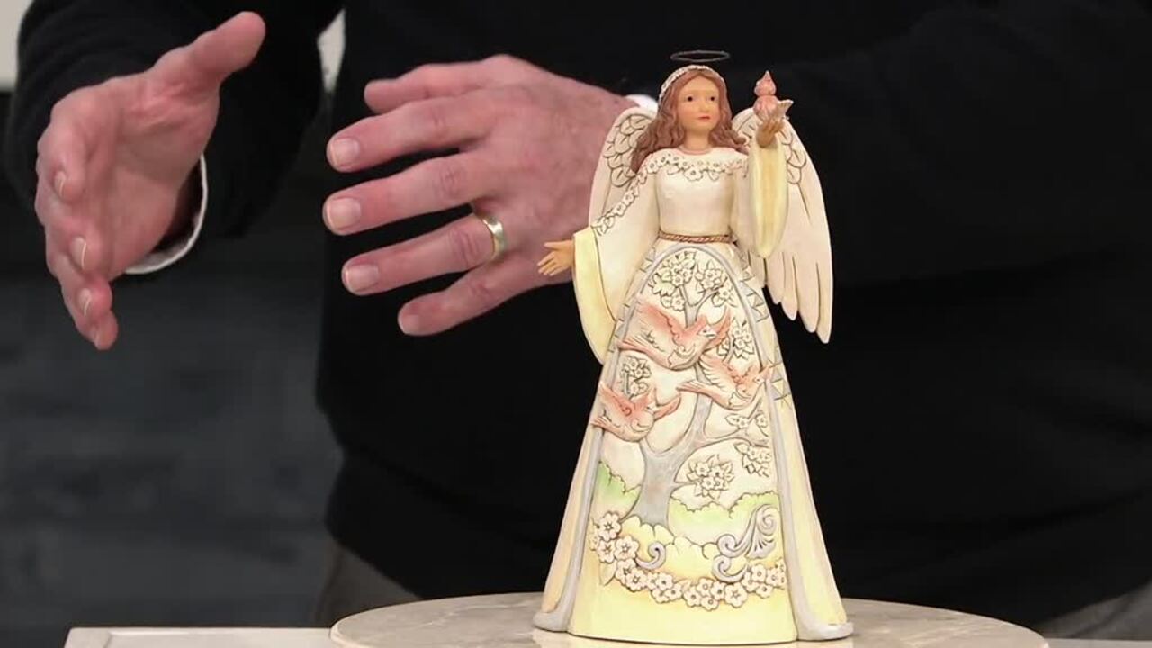 Jim Shore Heartwood Creek White Woodland Angel With Cardinals Qvc Com