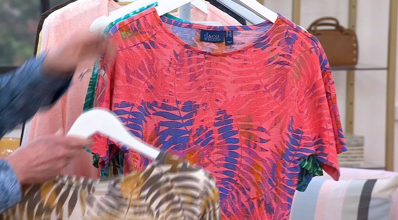 Denim & Co. Beach Printed Knit Gauze Boat Neck Top - QVC.com