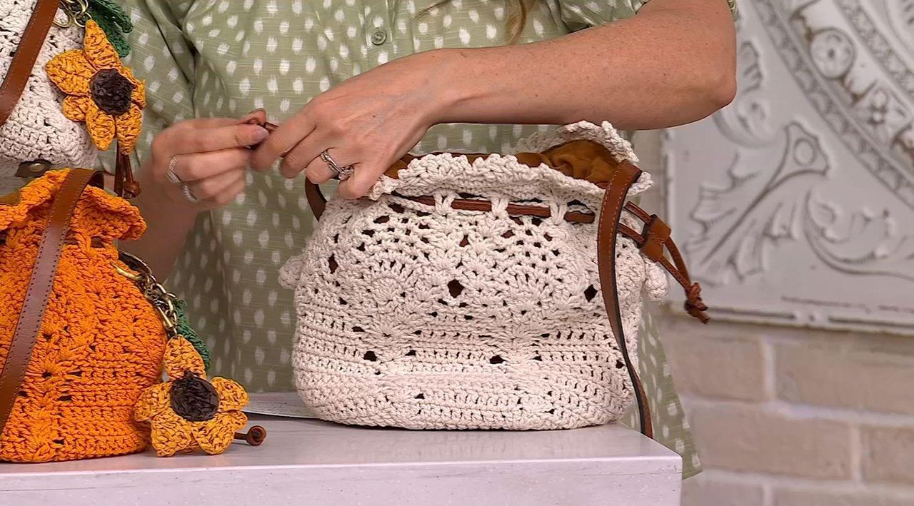 Patricia Nash Helene Crochet Bucket Bag w/ Crochet Bag Charm - QVC.com