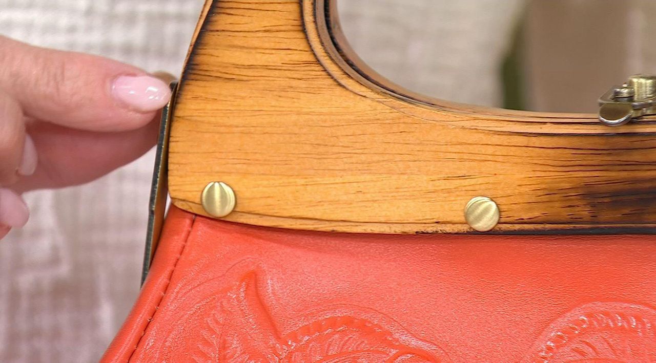 Patricia Nash Mirabella Wood Frame Leather Crossbody - QVC.com