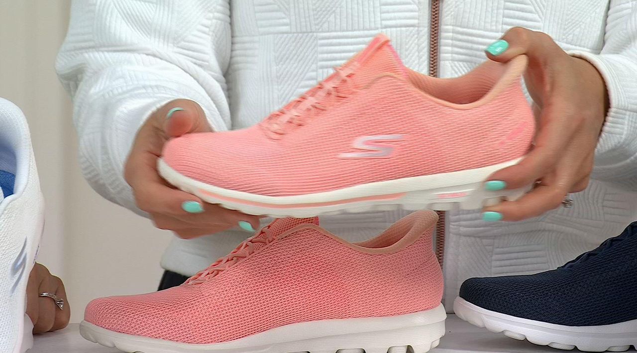 Skechers Slip-ins GO WALK Travel Bungee Sneakers - Cristal - QVC.com