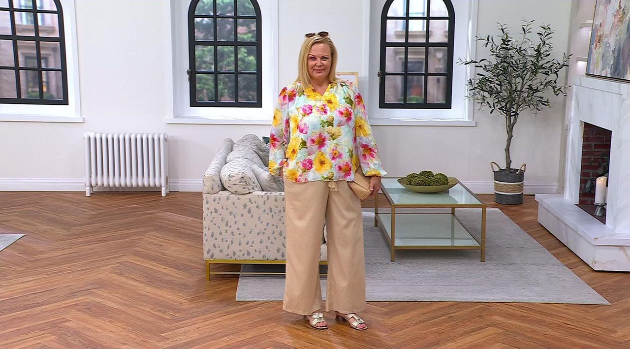 Studio Park x Terri Conn Clip Jacquard Chiffon Blouse - QVC.com
