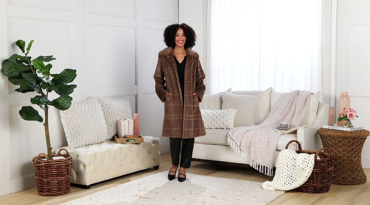 Dennis Basso Petite Sculpted Plaid Faux Fur Coat - QVC.com