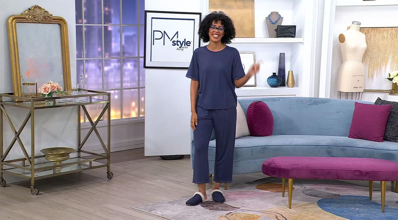 Berkshire Homewear Silky Smooth & Lace Capri Pajama Set - QVC.com
