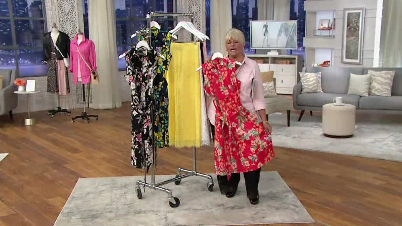 Isaac Mizrahi Live Tropical Floral Print Shirt Dress Qvc Com