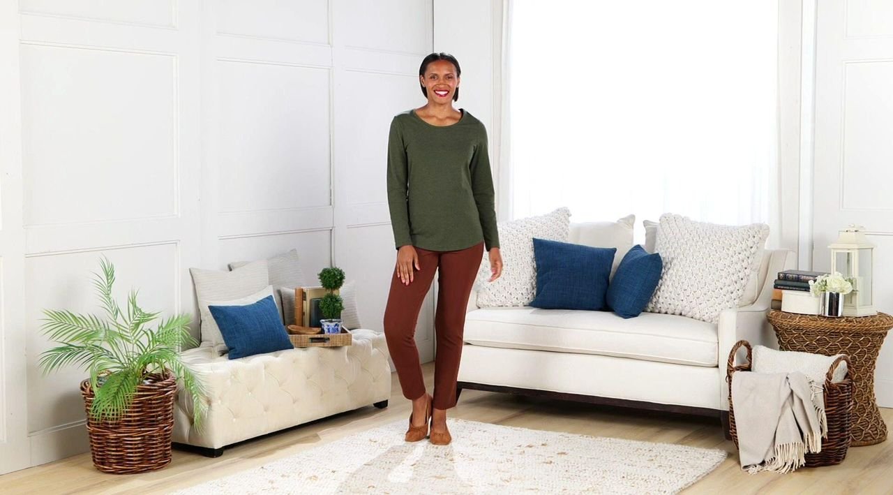 Susan Graver Regular Weekend Cavalry Twill Knit Slim Pants - QVC.com