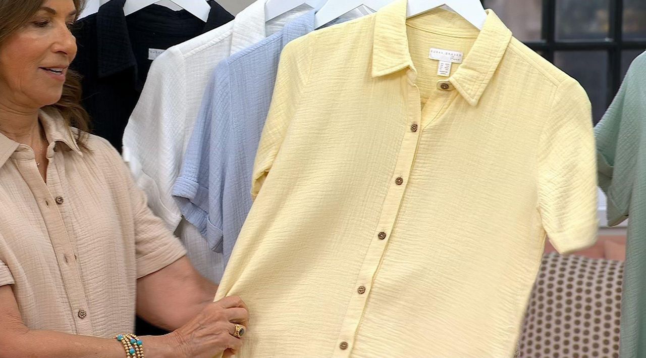 Susan Graver PURE Cotton Gauze Button Front Tunic - QVC.com