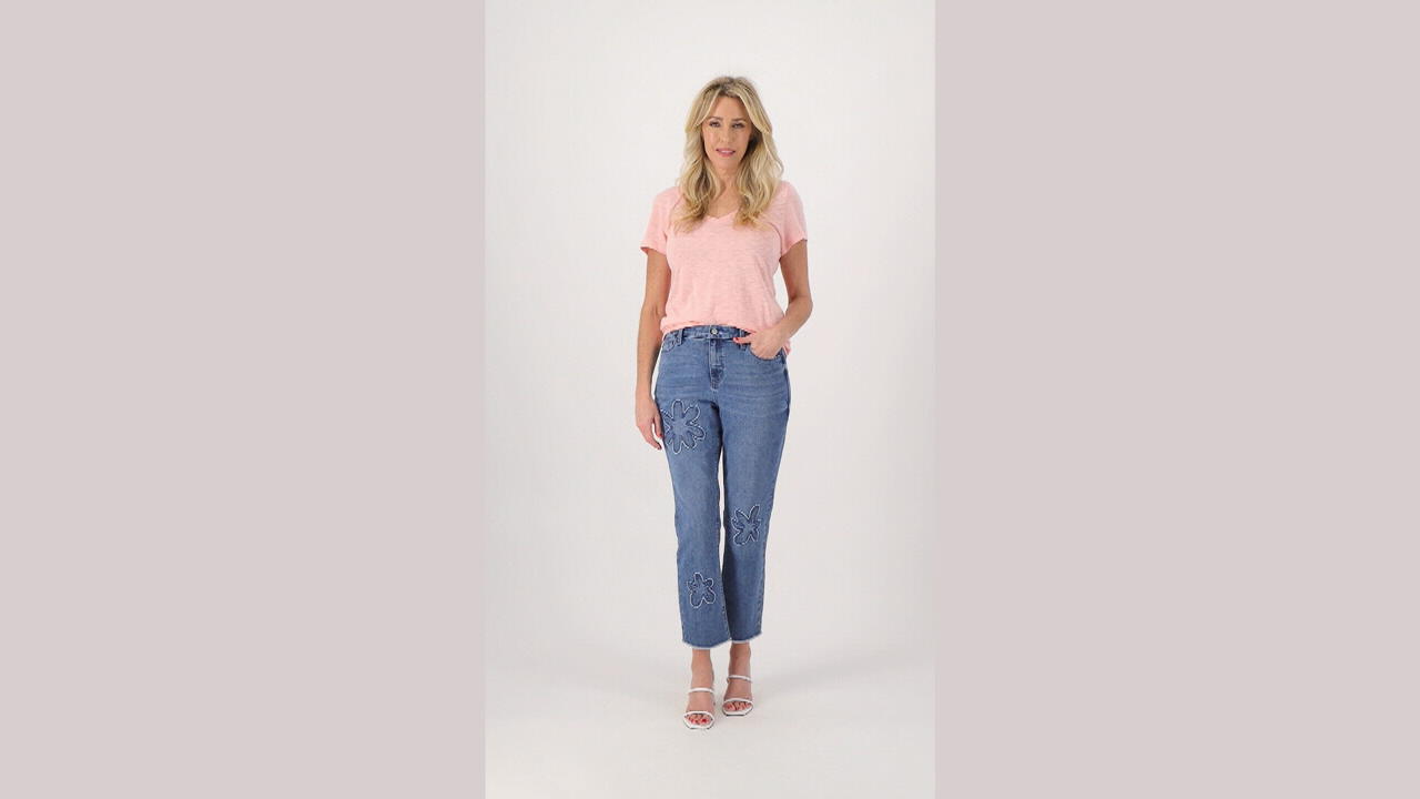 Harper Heritage Kick Crop Hot Pink Jeans