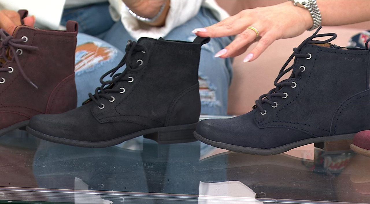 Earth Leather Lace-Up Ankle Boots- Janel