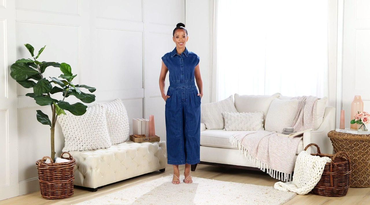 Me by Jennie Garth Moxie Ankle Length DenimJumpsuit - QVC.com