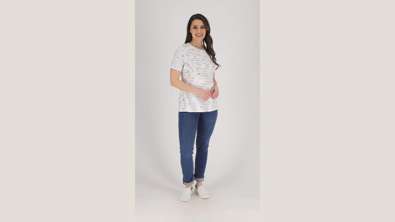 Denim \u0026 Co. Printed Jersey Round-Neck 
