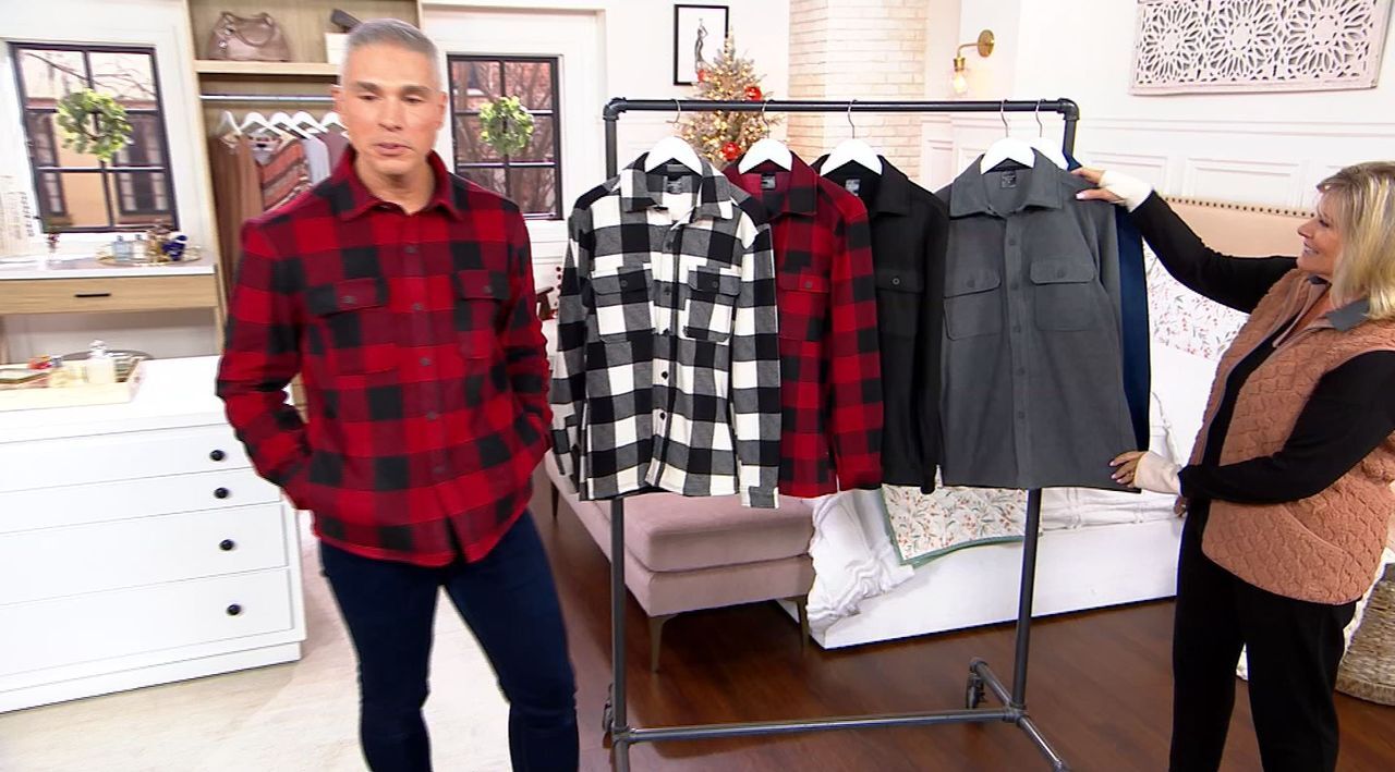 Cuddl Duds Flannel Fleece Button Down Shacket - QVC.com