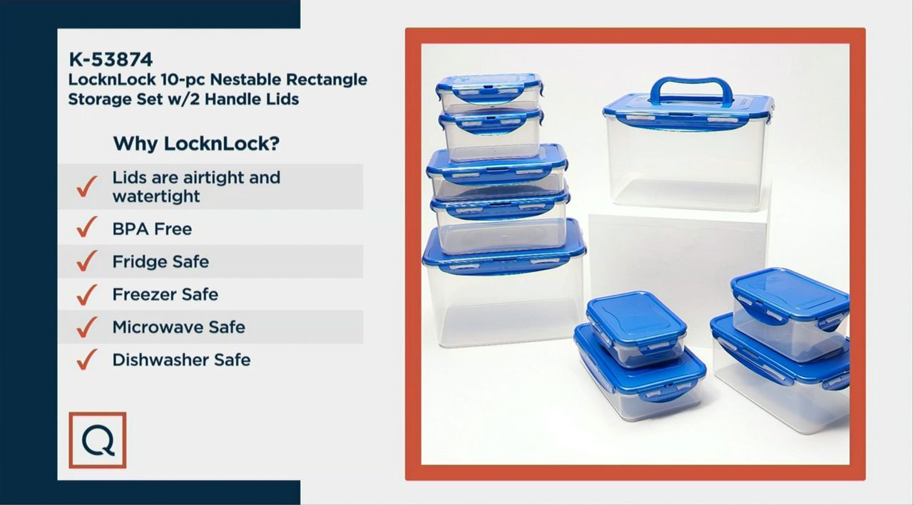 LocknLock 10-Pc Nestable Rectangle Set with 2 Handle Lids