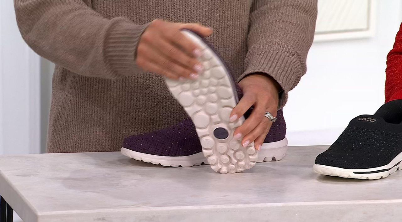 Skechers Slip-ins GO WALK Travel Rhinestone Shoes - Amara - QVC.com