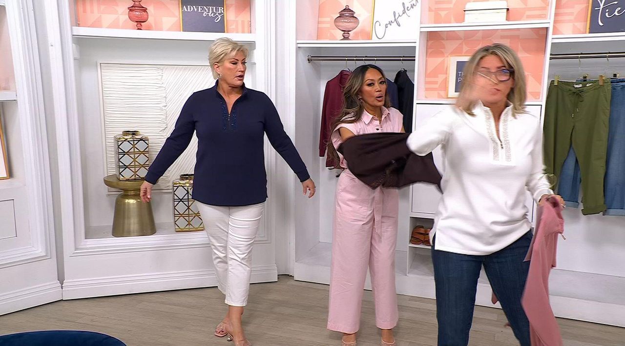 Belle by Kim Gravel Regular ScubaLuxe Sparkle Half-Zip Tunic - QVC.com