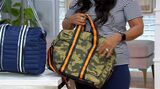 Think Royln Blonde Quilted Puffer Travel Weekender Tote w/Trolley Slip