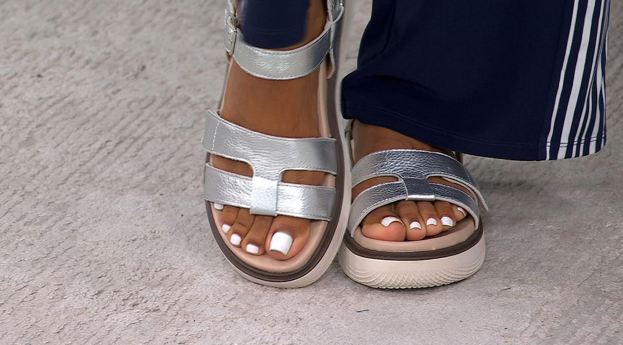 Vionic Adjustable Leather Platform Sandals -Solana - QVC.com