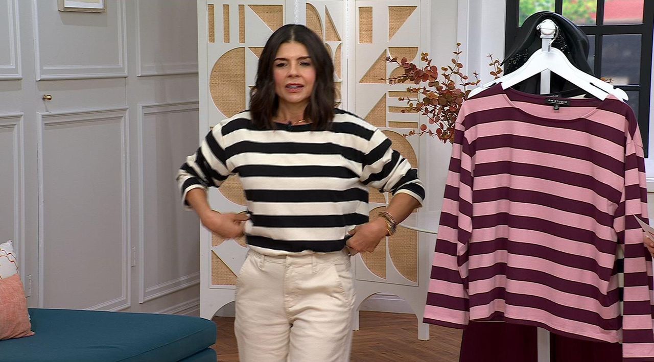 RM Studio x Rebecca Minkoff Boxy Stripe Long Sleeve Top