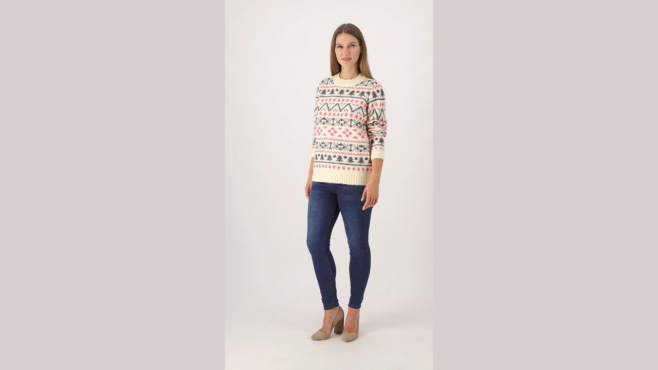 Susan Graver Jacquard Crew-Neck Sweater