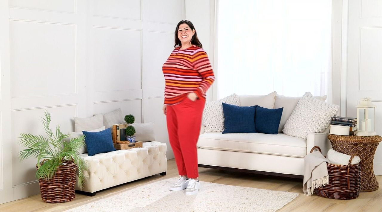 Sport Savvy Bold Stripe French Terry Long Sleeve Top - QVC.com
