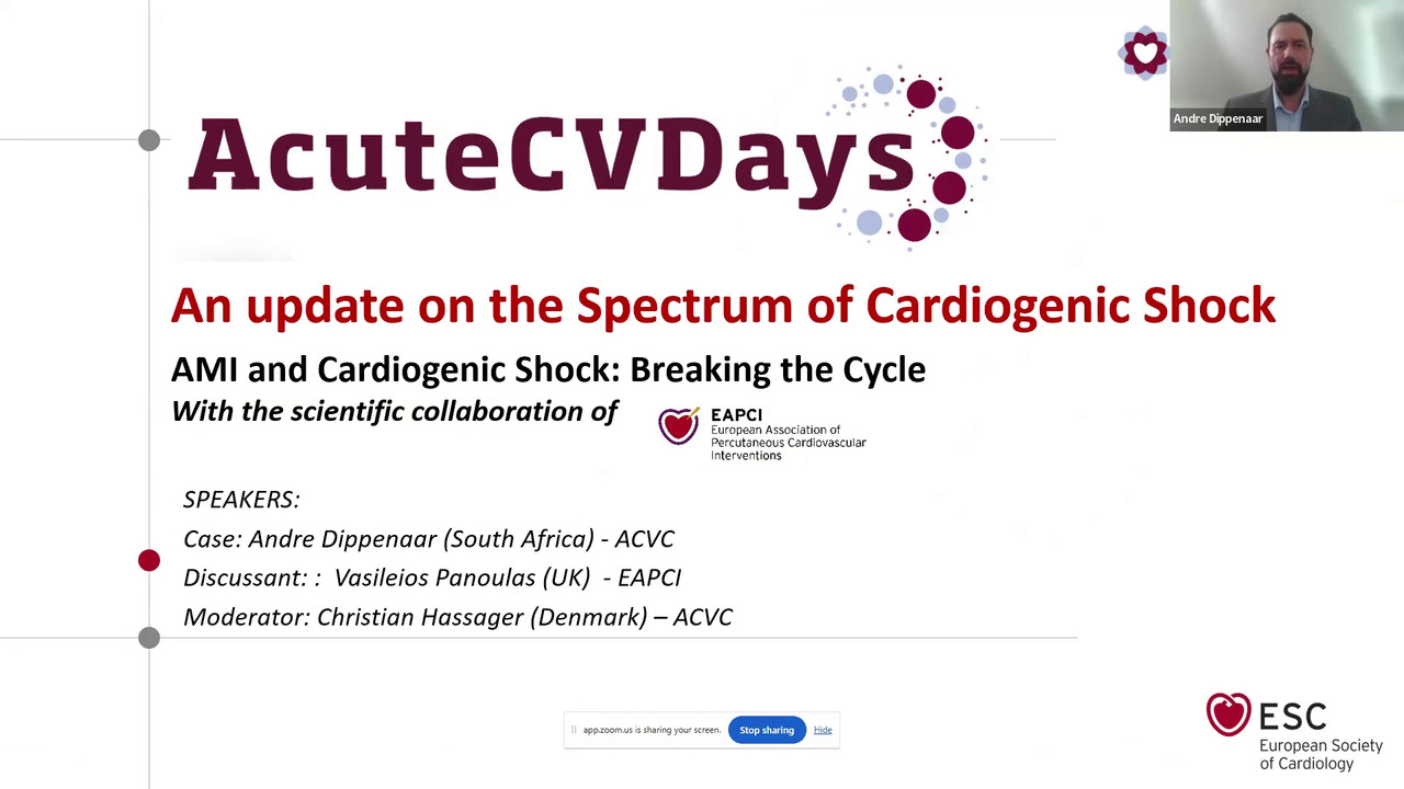 ACVC Talks - Focus on an update on the Spectrum of Cardiogenic Shock - Episode 1 - AMI and Cardiogenic Shock: Breaking the Cycle