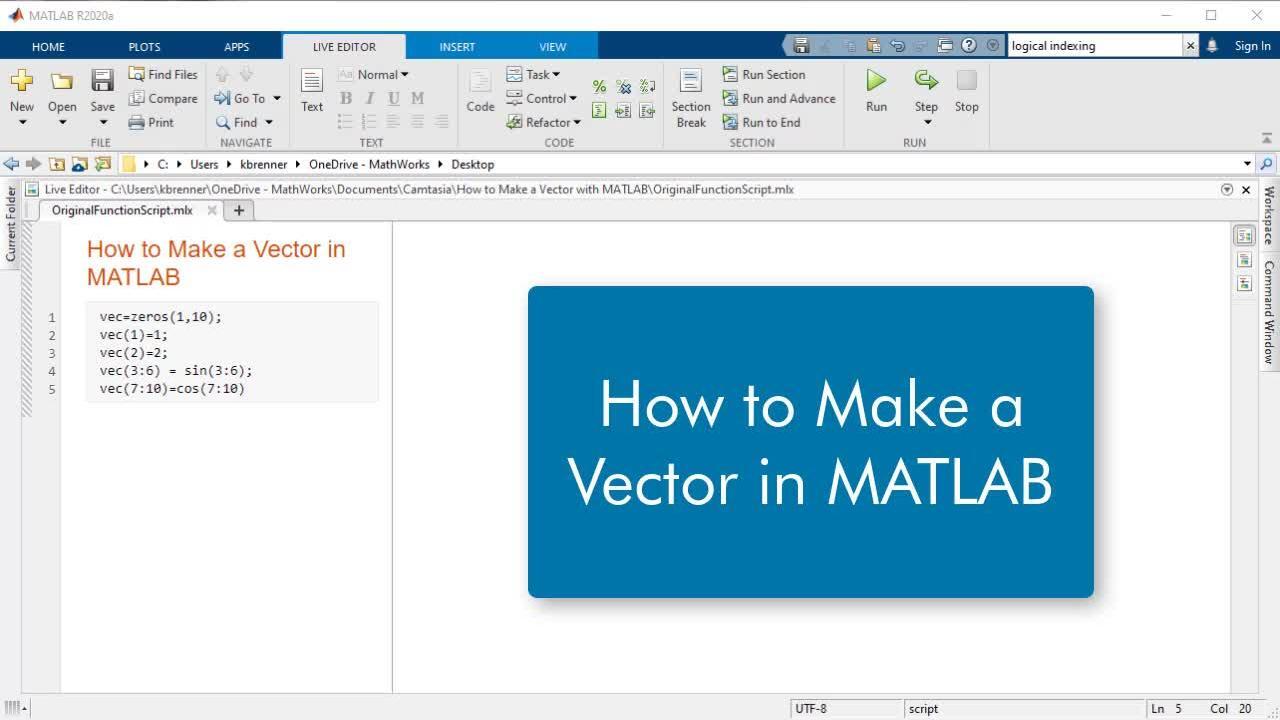 How to Make a Vector in MATLAB - Video - MATLAB