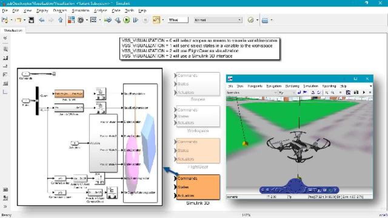 fly a parrot minidrone using the quadcopter simulink model