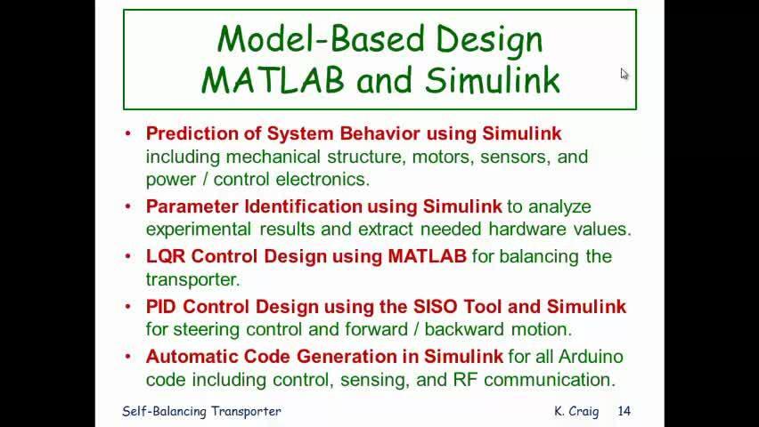 Model-Based Design for a Self-Balancing Transporter Video - MATLAB &  Simulink