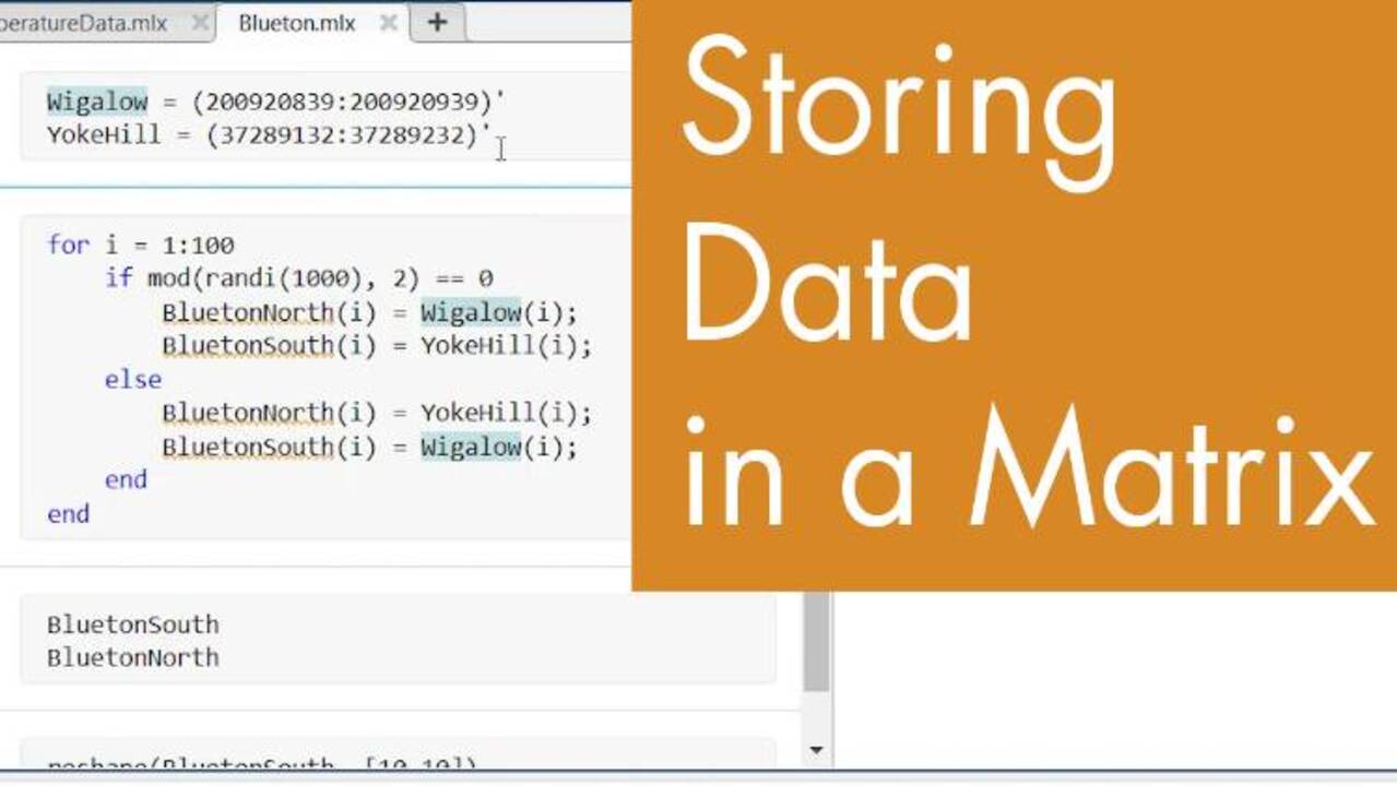 How to Store Data in a Matrix MATLAB