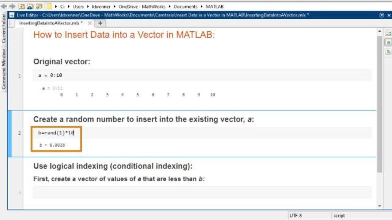 How to Insert Data Into a Vector in MATLAB