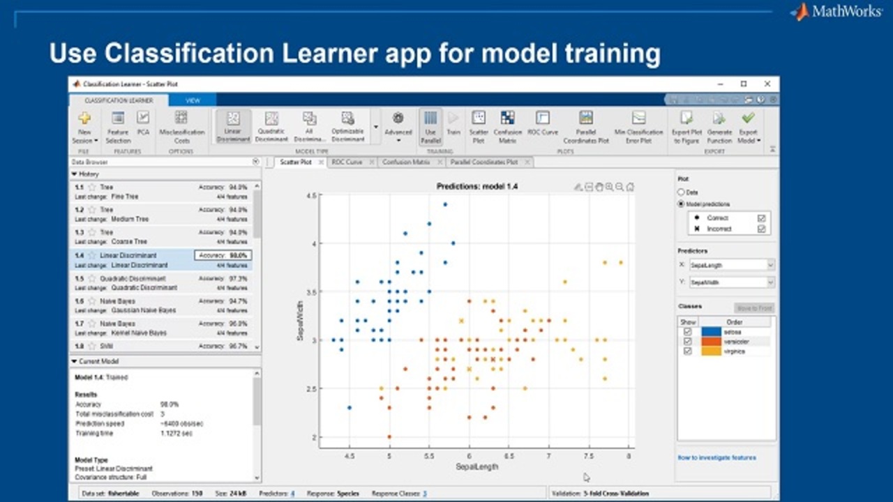 Matlab classification learner store tutorial