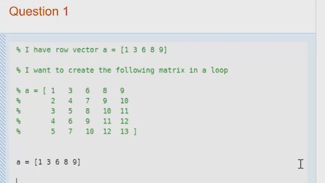 How To Make A Matrix In A Loop In Matlab Video - Matlab