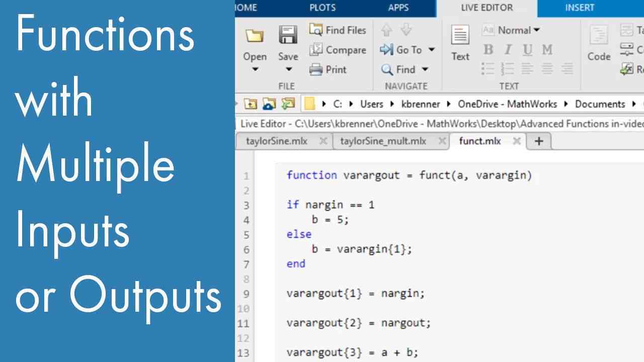 Functions with Multiple Inputs or Outputs MATLAB